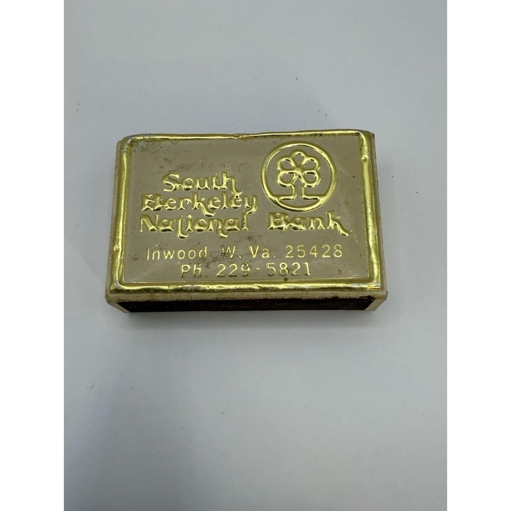 Vintage Southβ Berkeley National Bank Matchbox w/ Gold Metal Cover, Sweden